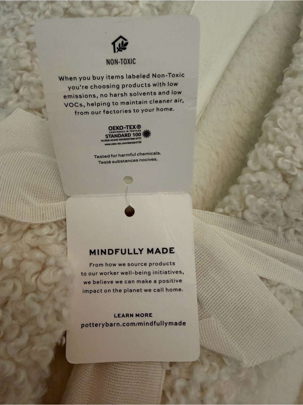 Pottery Barn Cream Robe Teddy Faux Fur with Tie Closure